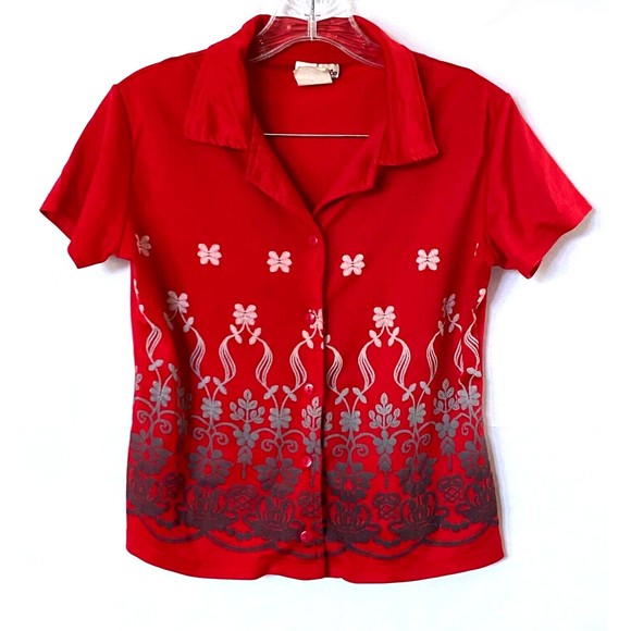 CC Collection Shirt Multicolor Sz M Button Down Raised Graphic Design Runs Small - Picture 1 of 11
